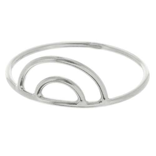 925 Sterling Silver Fine double arch ring - Size 49 x1