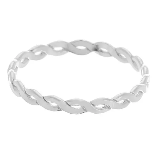 925 Sterling Silver Fine Twisted Ring - Wave Effect - Size 51 x1