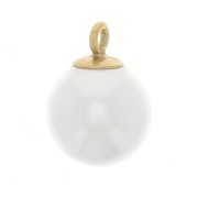 6mm mini Round charm - imitation pearl - Gold filled - White pearl x1