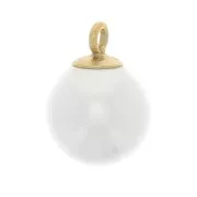 6mm mini Round charm - imitation pearl - Gold filled - White pearl x1