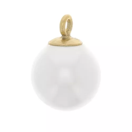 6mm mini Round charm - imitation pearl - Gold filled - White pearl x1
