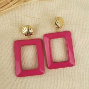 45x35mm Rectangle opaque resin pendant - Wine lees x1