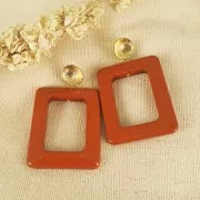 45x35mm Rectangle opaque resin pendant - Black x1