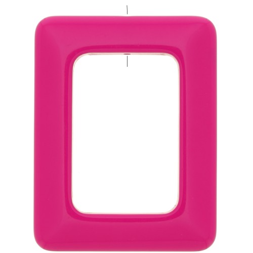 45x35mm Rectangle opaque resin pendant - Fuchsia x1
