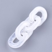 24x18mm Oval Acrylic Link - Marbled Transparent - White x1