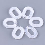 24x18mm Oval Acrylic Link - Marbled Transparent - White x1