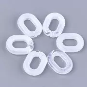 24x18mm Oval Acrylic Link - Marbled Transparent - White x1