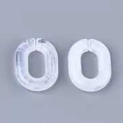 24x18mm Oval Acrylic Link - Marbled Transparent - White x1