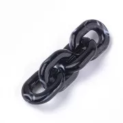 24x18mm Oval Acrylic Link - Marbled Black - White x1