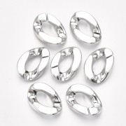 30x21mm Oval Twisted Plastic Link - Silver x1