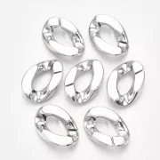 30x21mm Oval Twisted Plastic Link - Silver x1