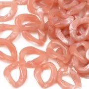 13.5x10mm Oval Twisted Acrylic Link - Marbled Antique Pink - White x1