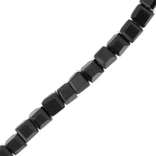 2.5mm Faceted Glass Cube Beads - Black x23cm