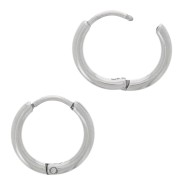 14mm 304L Stainless Steel Round leverback hoop earrings x2|raw }}