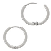 16mm 304L Stainless Steel Round leverback hoop earrings x2