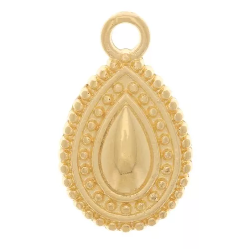 17x10mm Ethnic Drop Charm - Fine Gold plated x1