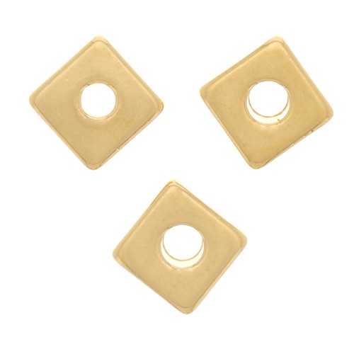 4mm Square flat beads - Heishi - Fine Gold Plated x10