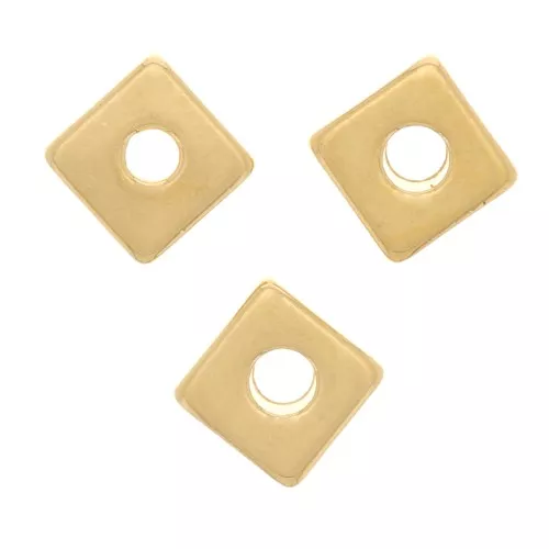 4mm Square flat beads - Heishi - Fine Gold Plated x10