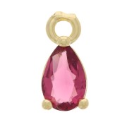 9x4 mm Mini Drop Charm with zirconium oxide - Gold Tone - Fuchsia x1|raw }}