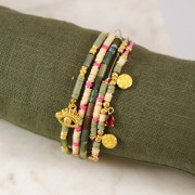 9x4 mm Mini Drop Charm with zirconium oxide - Gold Tone - Fuchsia x1