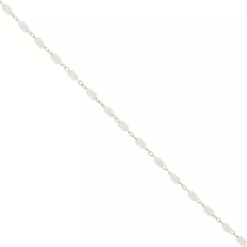 Chain with 3mm imitation freshwater pearls - Gold Tone - White x1m
