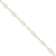 Chain with 3mm imitation freshwater pearls - Gold Tone - White x1m
