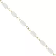 Chain with 3mm imitation freshwater pearls - Gold Tone - White x1m