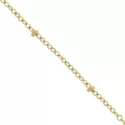 Trace mesh chain 1.8 mm with flattened beads Stainless steel 304 Gold x99cm