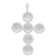 25x15mm 925 Sterling Silver Cross pendant for 6 flat back cabochons of 4mm x1|raw }}