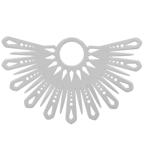 15x25mm Half-sun ethnic hollowed-out pendant by Perles&Co - Fine silver plating x1