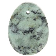 20x15mm Oval faceted gemstone pendant - Turquoise Africaine - Jaspe x1