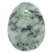 20x15mm Oval faceted gemstone pendant - Turquoise Africaine - Jaspe x1