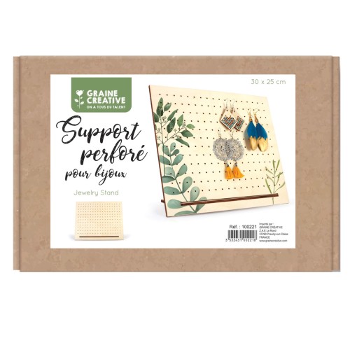 25x30cm Wooden jewellery stand - jewellery display for earrings - Natural x1