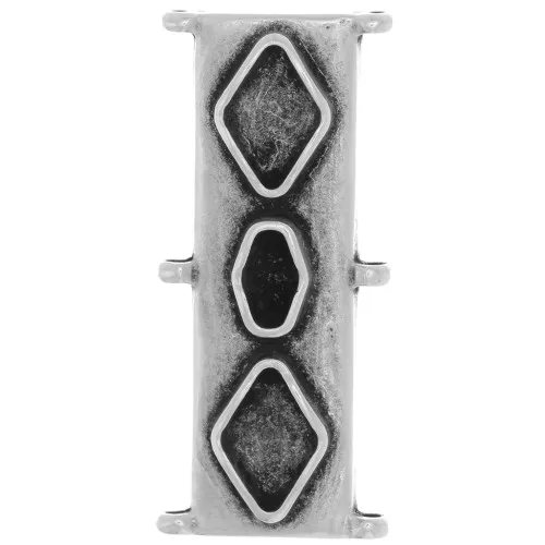 31x14mm Cymbal - Delica Bead Connector 11/0 Gerakari - Antique Silver x1