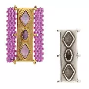 31x14mm Cymbal - Delica Bead Connector 11/0 Gerakari - Antique Silver x1