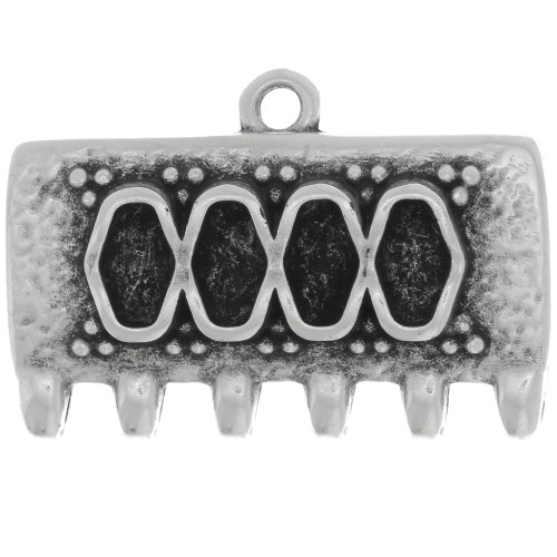 Cymbal - 16x24mm Bead weaving tip SuperDuo Kalyvari VI - Antique Silver x1