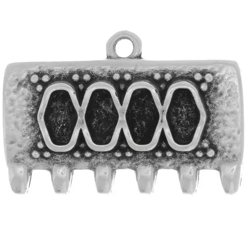 Cymbal - 16x24mm Bead weaving tip SuperDuo Kalyvari VI - Antique Silver x1