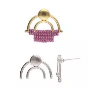 Cymbal - 17x23mm earstuds for seed beads 11/0 Platani VI - Antique Silver x2