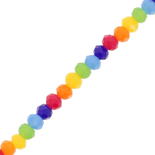 Faceted rondelle beads - flattened rounds, 3x2.5 mm - Multicolor, 43 cm