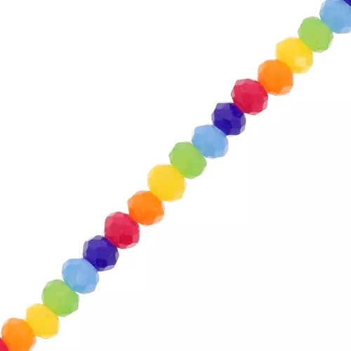 Faceted rondelle beads - flattened rounds, 3x2.5 mm - Multicolor, 43 cm