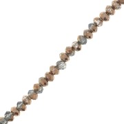 Round faceted beads - round flattened -2x1.5 mm - Brown Light Grey x35cm|raw }}