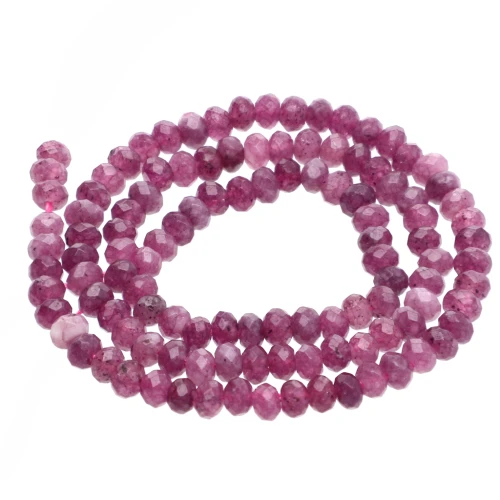 Faced, flattened round gemstone beads, 4.5x3mm - Amethyst x34cm