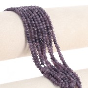 4x3mm Round flattened faceted beads dyed gemstone - Purple Quartz x34cm
