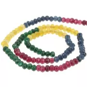 4x3mm Round flattened faceted beads dyed gemstone - Quartz Mix x35cm