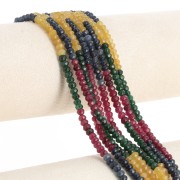 4x3mm Round flattened faceted beads dyed gemstone - Quartz Mix x35cm