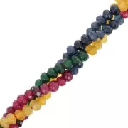 4x3mm Round flattened faceted beads dyed gemstone - Quartz Mix x35cm