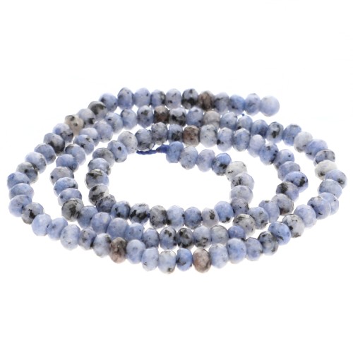 4x3mm Round flattened faceted beads dyed gemstone - Blue Quartz x35cm