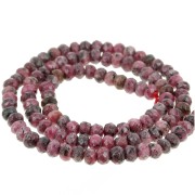 4x3mm Round flattened faceted beads dyed gemstone - Dark Rose Quartz x35cm