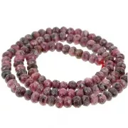 4x3mm Round flattened faceted beads dyed gemstone - Dark Rose Quartz x35cm