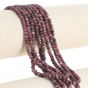 Round beads flattened faceted 4x3 mm gem tinted Dark Rose Quartz x35cm
